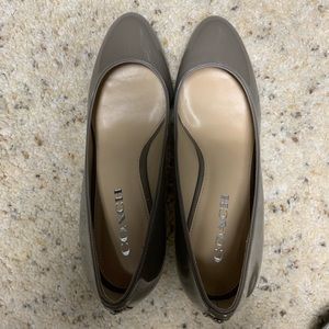 Taupe patent leather Coach pumps size 8.5